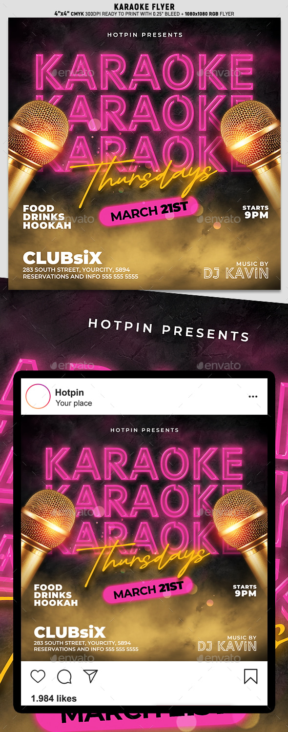 Karaoke Flyer Template, Print Templates GraphicRiver