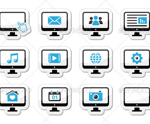 Tablet Icons Set - Media, Settings, Web, Vectors | GraphicRiver