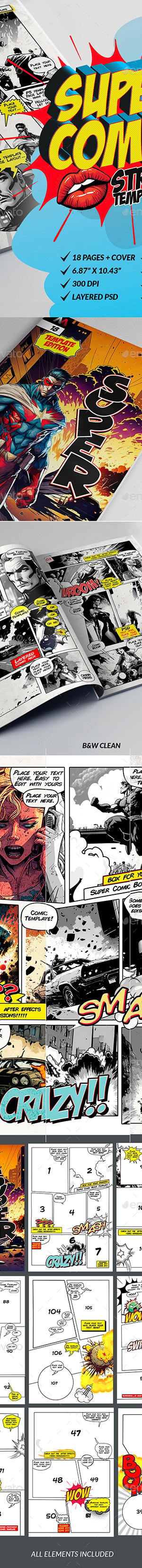 Super Comic Strip Template, Graphics | GraphicRiver