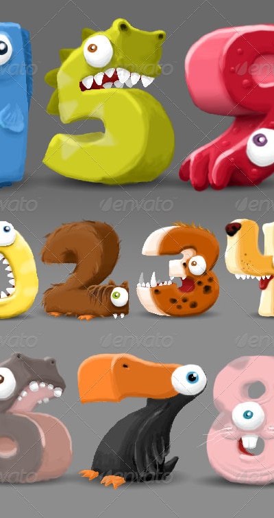 Hand-drawn Number Characters, Graphics | GraphicRiver