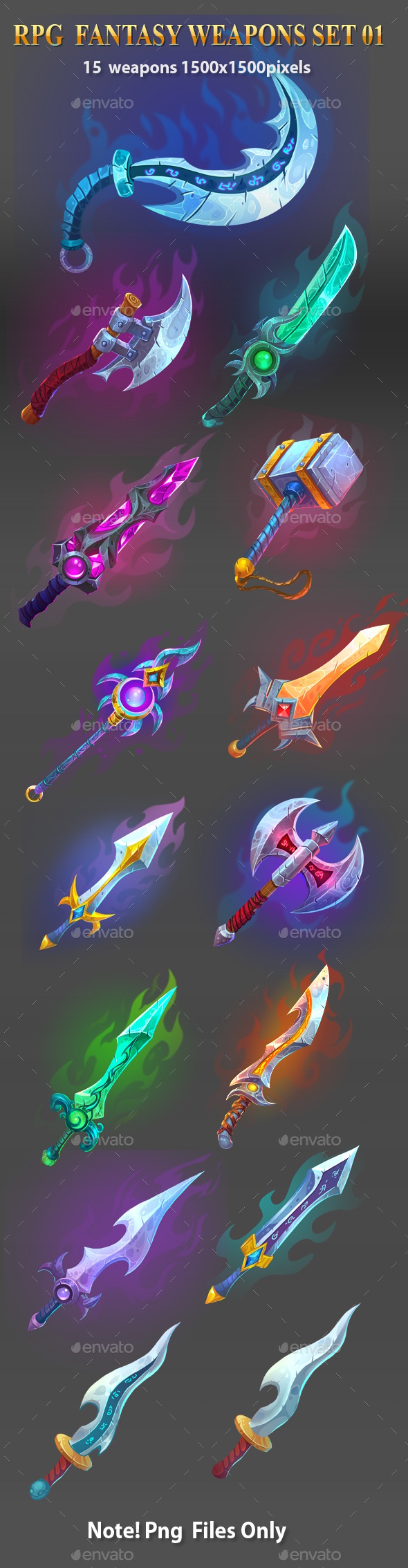 RPG Fantasy Weapons Set 01, Game Assets | GraphicRiver
