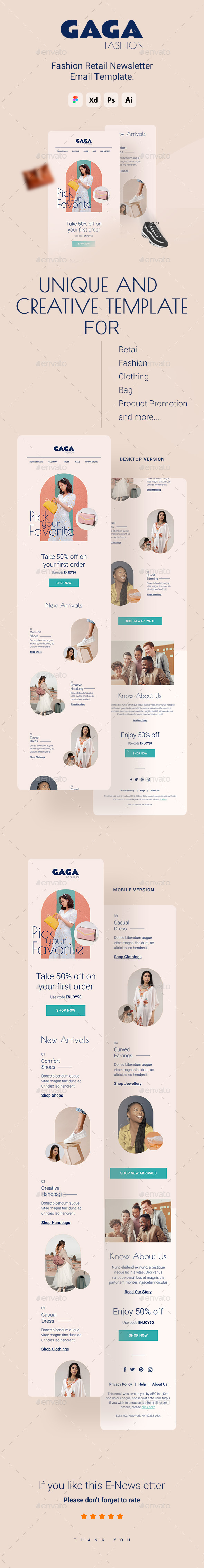GAGA - Fashion Retail Newsletter Email Template, Web Elements ...