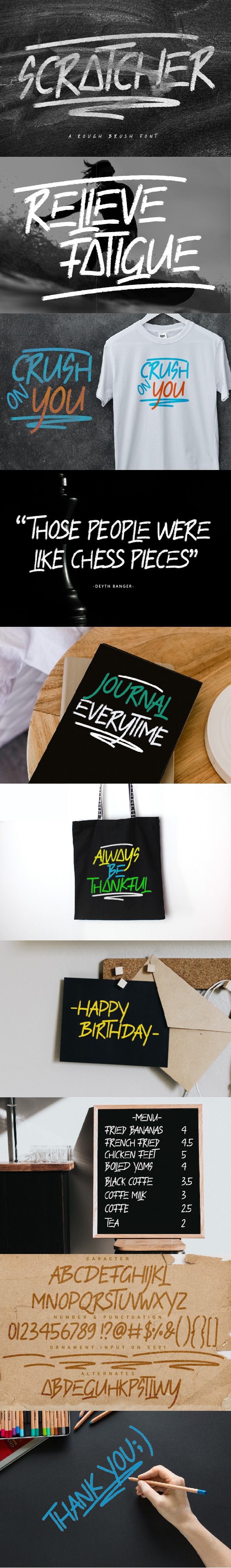 SCRATCHER - A Rough Brush Font, Fonts | GraphicRiver