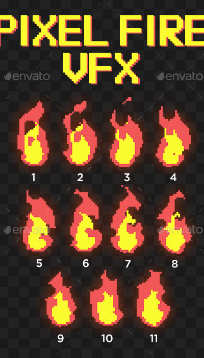 Pixel fire sequence, Graphics | GraphicRiver