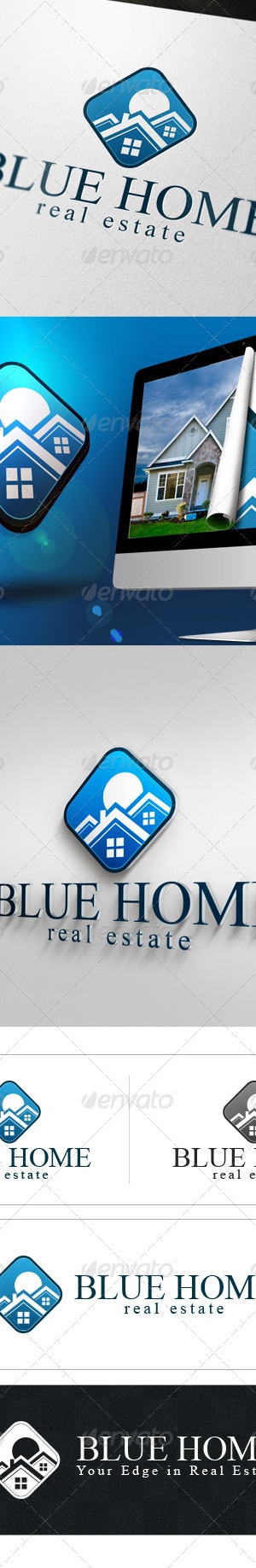 Blue Home - Real Estate Logo, Logo Templates | GraphicRiver