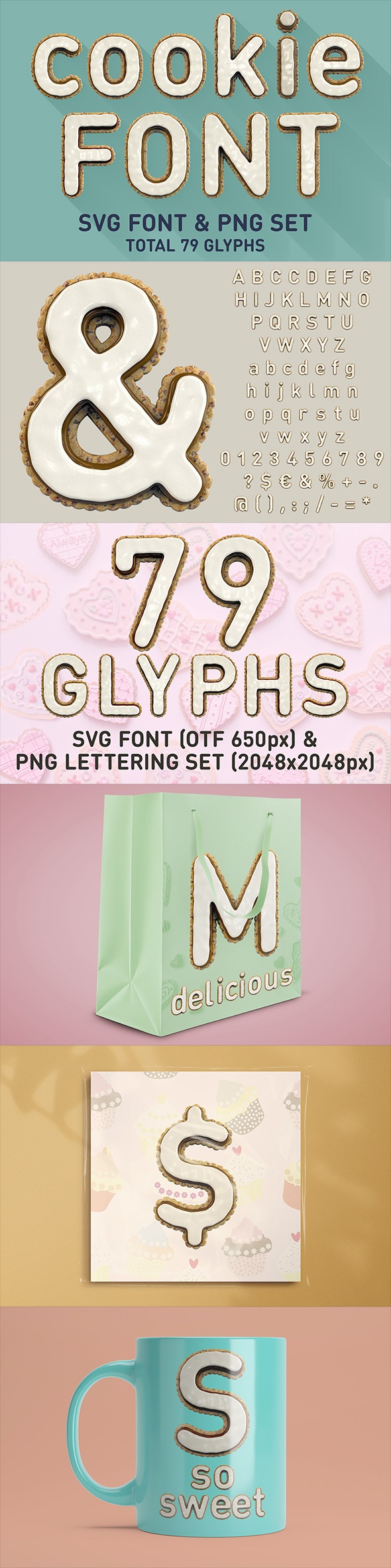 Cookie Font & PNG Lettering Set, Fonts | GraphicRiver
