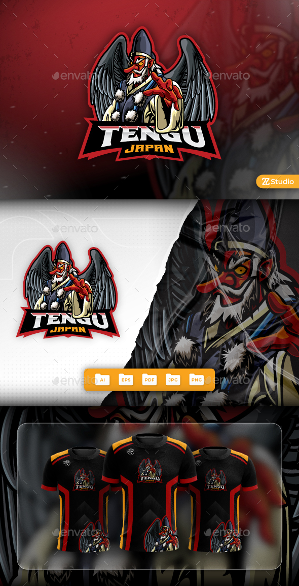 Tengu Mascot Logo Design, Logo Templates | GraphicRiver