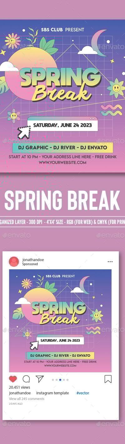 Spring Break Flyer Template, Print Templates | GraphicRiver