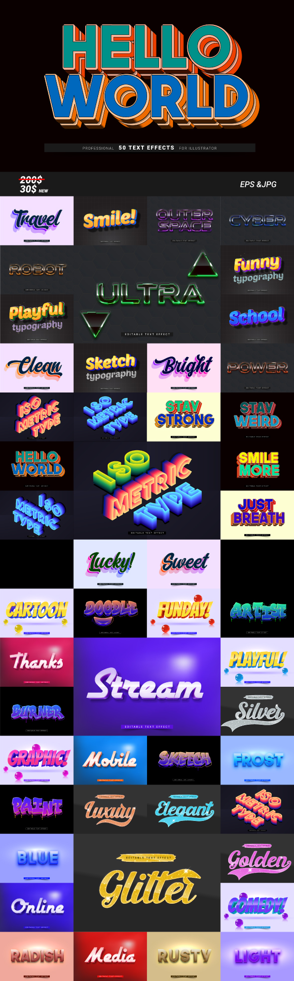 Professional 50 Text Effects For Graphic Design Projects, Add-ons ...