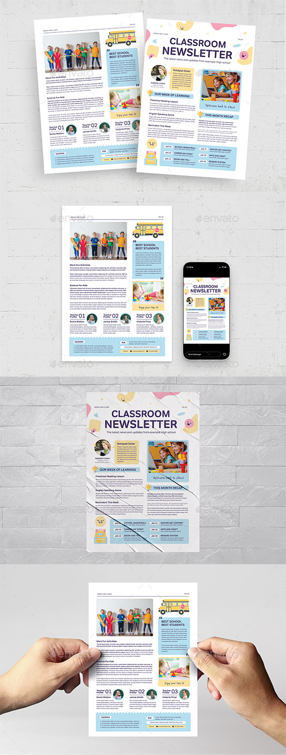 Preschool Newsletter Template, Print Templates | GraphicRiver