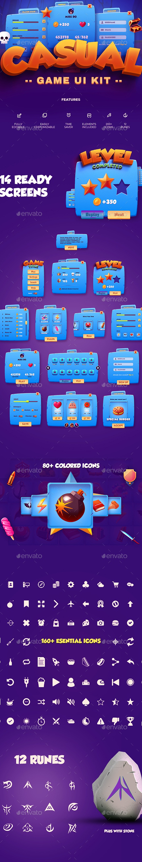 Casual Game User Interface Kit., Game Assets | GraphicRiver