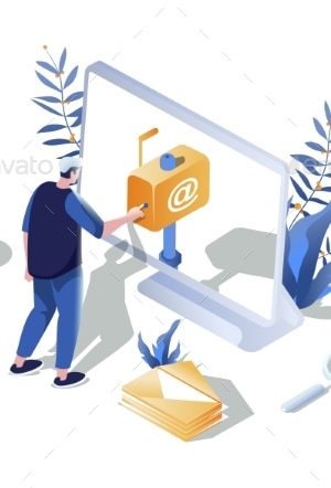 Email Isometric Illustration, Vectors | GraphicRiver