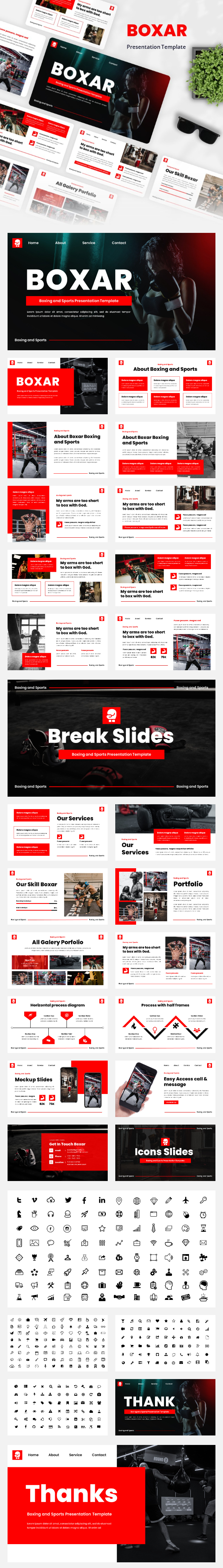 Boxar - Boxing and Sports Powerpoint Template, Presentation Templates