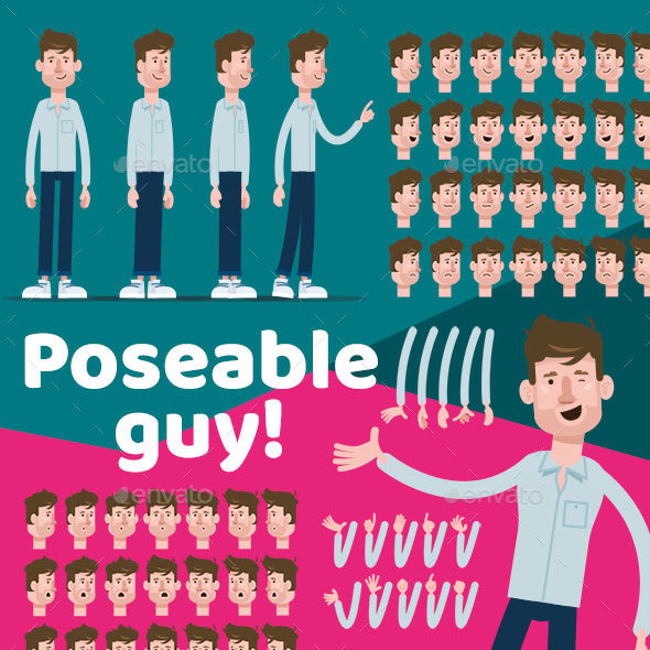 Poseable vector character, Graphics | GraphicRiver