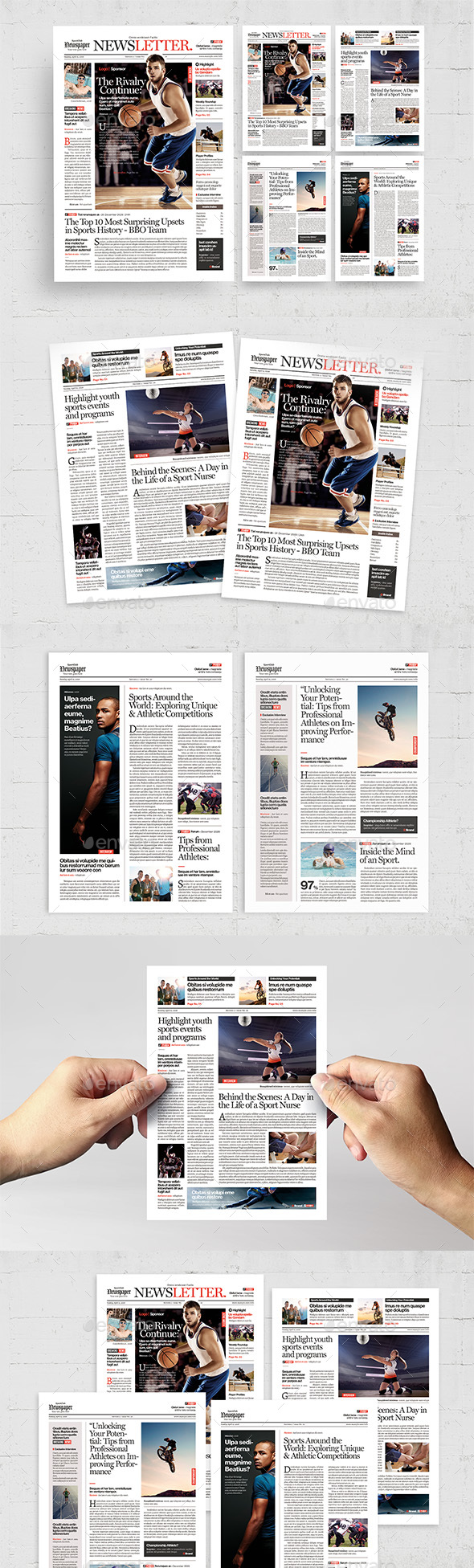 Sports Newsletter / Newspaper Template, Print Templates GraphicRiver