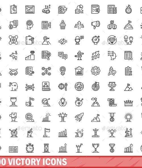 100 Victory Icons Set Outline Style, Vectors | GraphicRiver