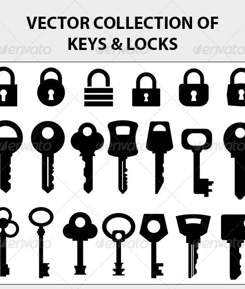Vector Collection of Keys and Locks, Vectors | GraphicRiver