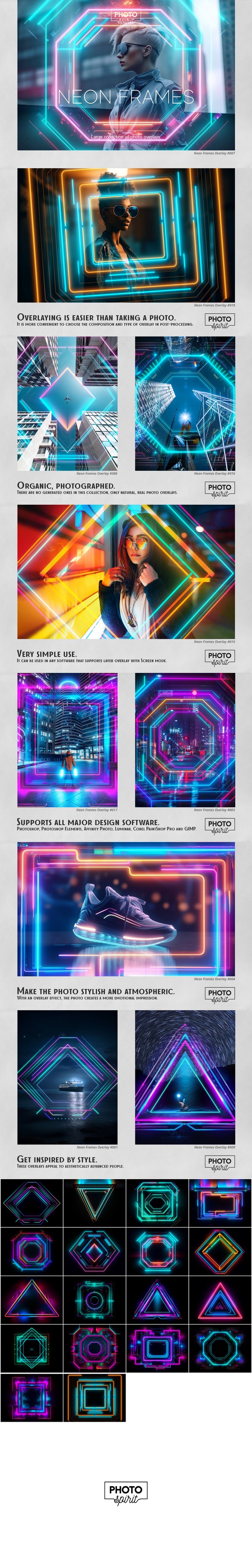 Neon Frames Effect Overlays - Photoshop Add-ons