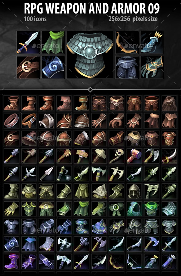 RPG Weapon and Armor 09, Game Assets | GraphicRiver