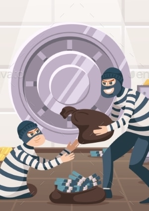 Cartoon Bank Robbery, Vectors | GraphicRiver