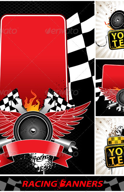 Vector set of racing banners, Vectors | GraphicRiver
