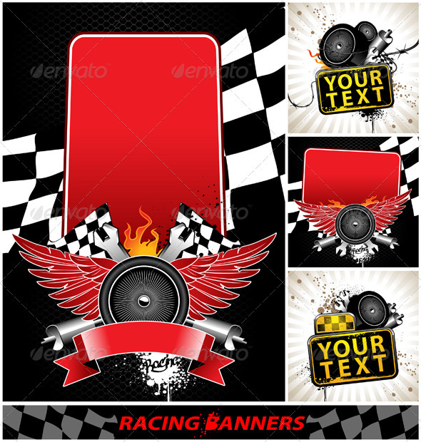 Vector set of racing banners, Vectors | GraphicRiver