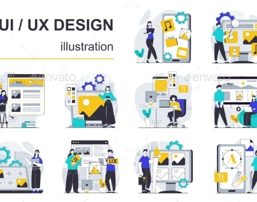 UI UX Design Flat Illustrations, Vectors | GraphicRiver