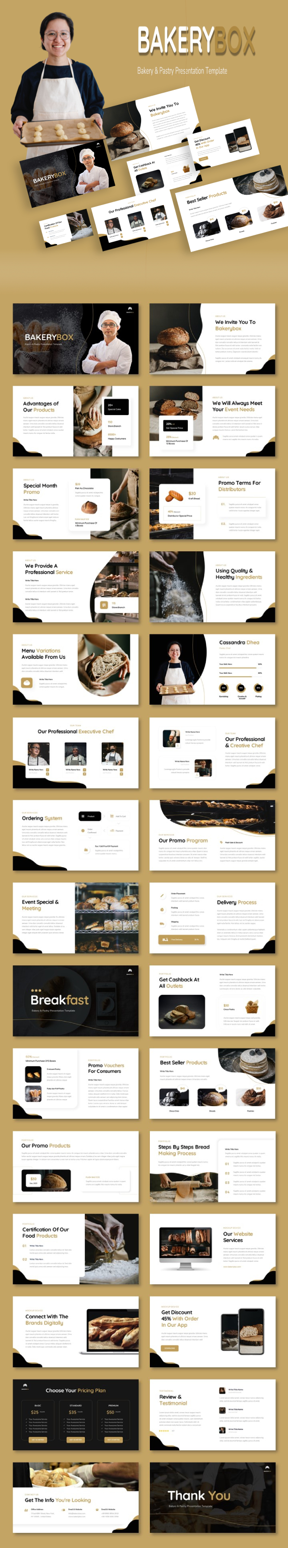 Bakerybox - Bakery & Pastry PowerPoint Template, Presentation Templates