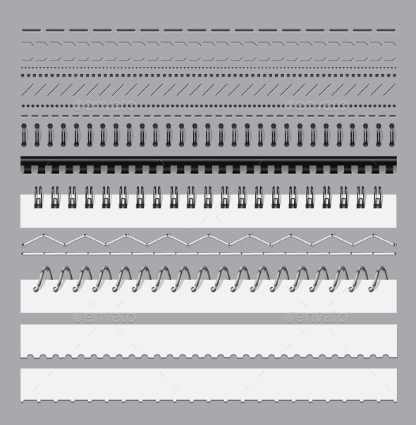 Stitch Notebook Perforation Spiral Binding, Vectors | GraphicRiver
