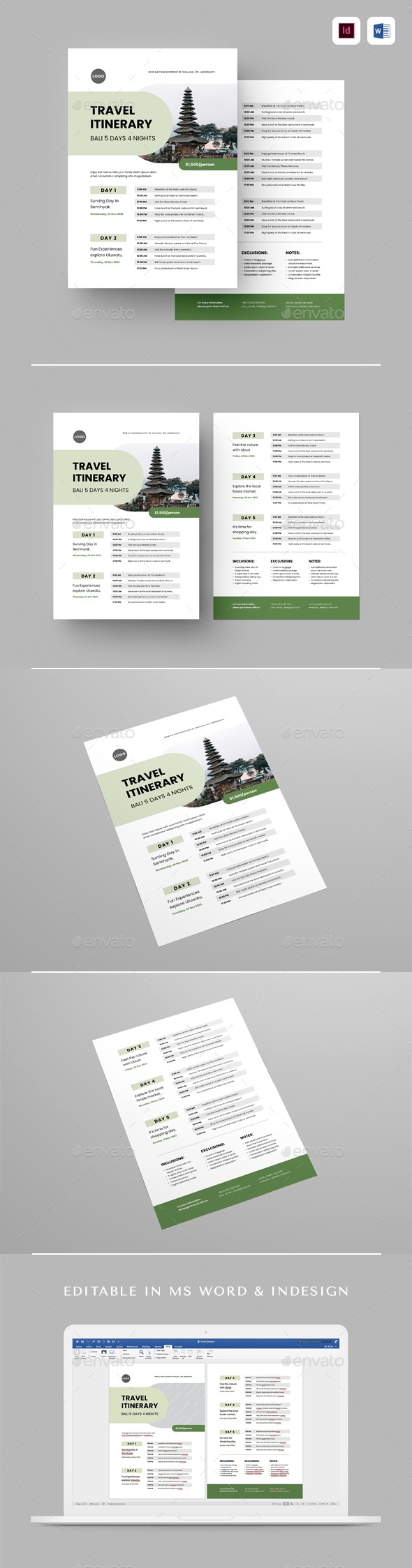 Travel Itinerary Flyer, Print Templates | GraphicRiver