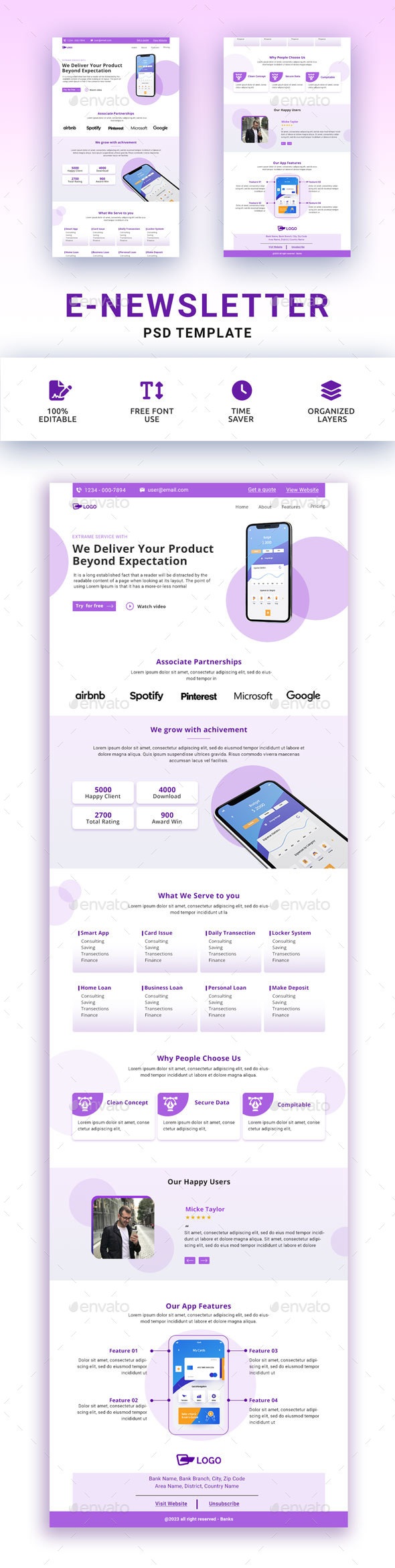 Creative Modern Email Newsletter PSD Template, Web Elements | GraphicRiver