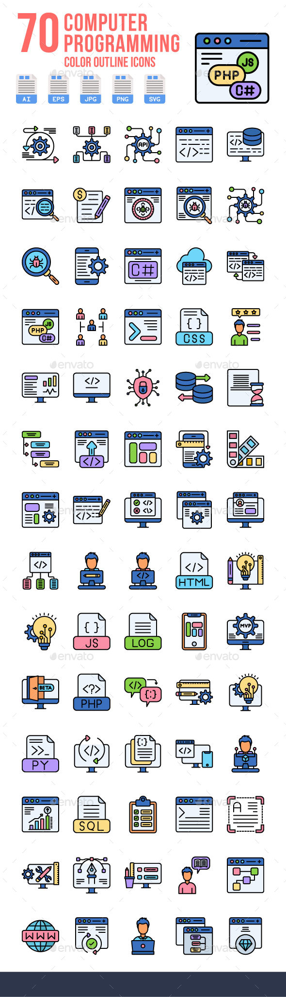 Computer Programming Icons, Vectors | GraphicRiver