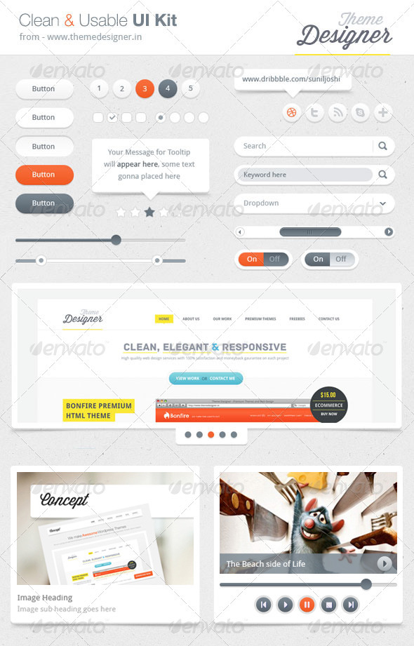 Clean UI Kit , Web Elements | GraphicRiver