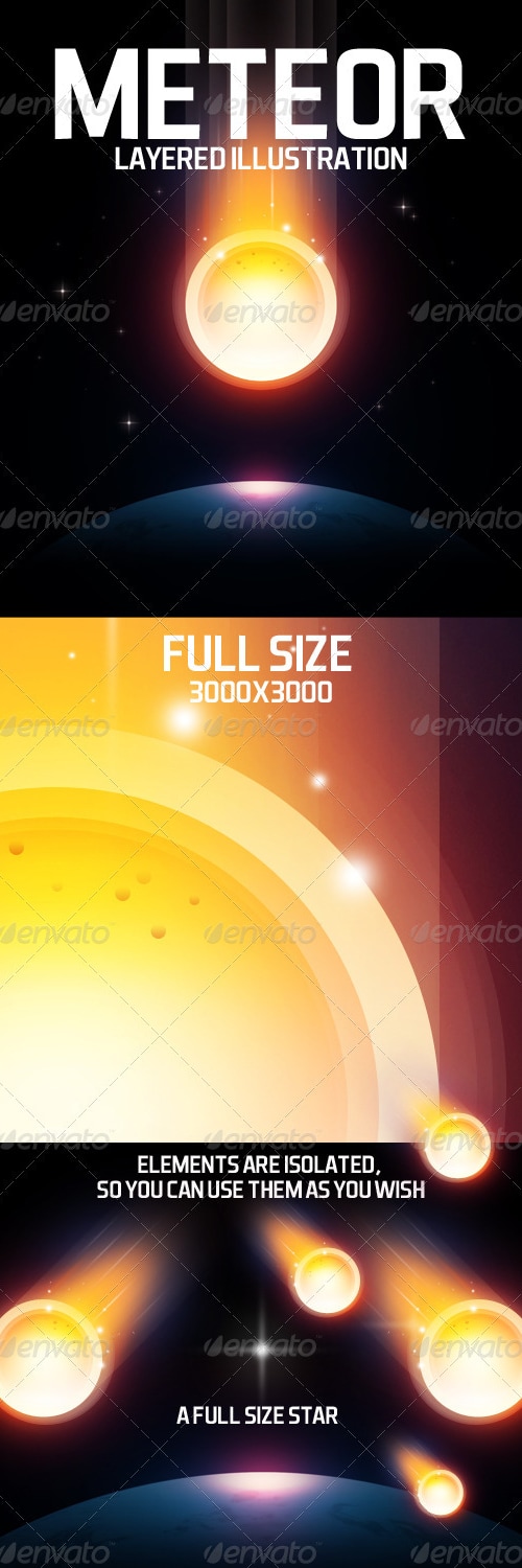 Meteor layered illustration , Graphics | GraphicRiver