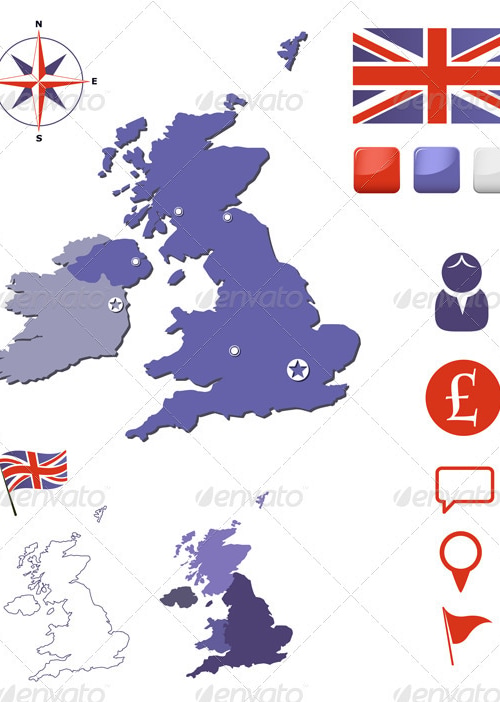 United Kingdom Map And Icons Set, Vectors | GraphicRiver