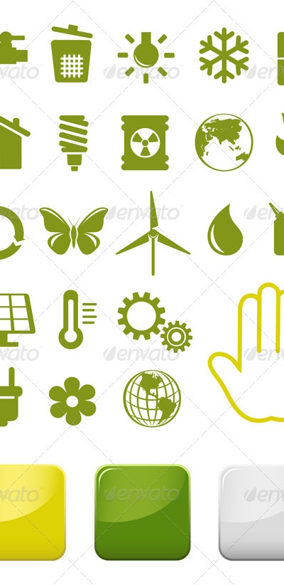Environment And Ecology Icons Set, Vectors | GraphicRiver
