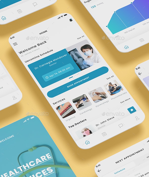 Healthcare, Hospital & Schedule Appointment App, Web Elements ...