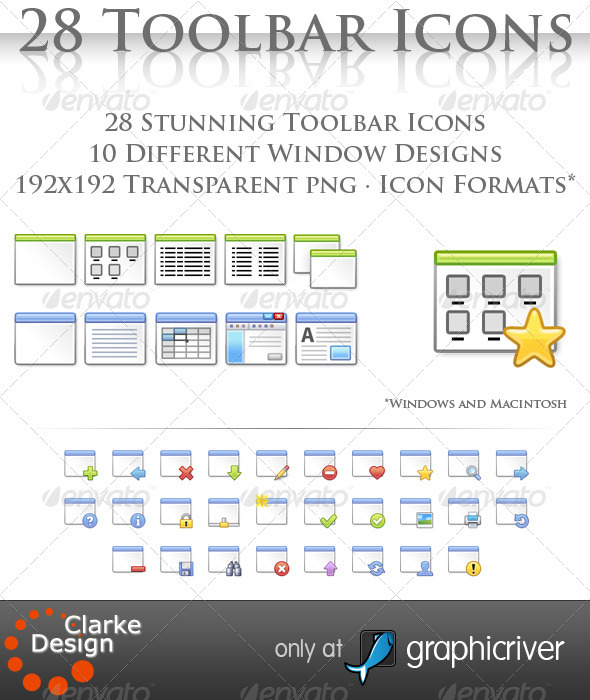 28 Toolbar Window Icons, Icons | GraphicRiver
