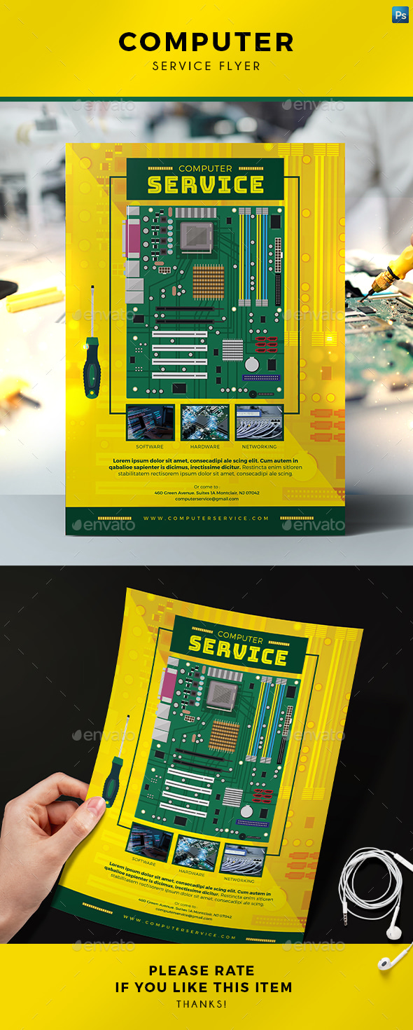 Computer Service Flyer, Print Templates | GraphicRiver