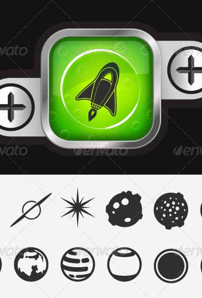Science Button with Space Icons, Vectors | GraphicRiver