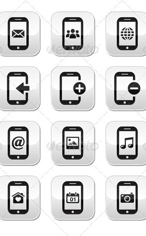 Smartphone / Mobile or Cell Phone Buttons Set, Vectors | GraphicRiver