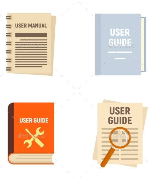 User Guide Icons Set Flat Style, Vectors | GraphicRiver