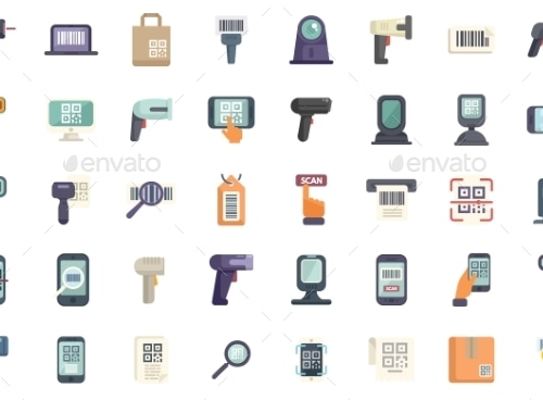 Code Scanning Icons Set Flat Vector, Vectors | GraphicRiver