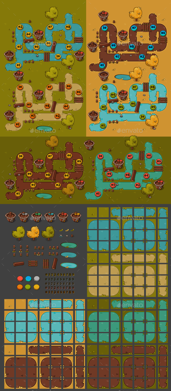 Map Level - Top View, Game Assets | GraphicRiver