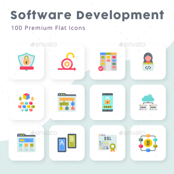 Software Development Flat Icons, Icons | GraphicRiver