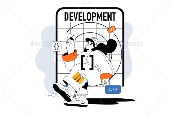 Programming Outline Illustration, Vectors | GraphicRiver