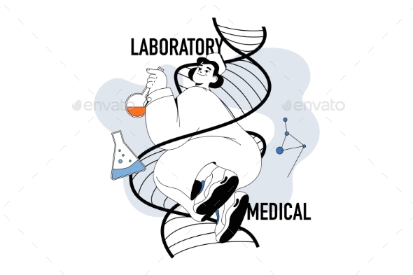 Medical Laboratory Outline Illustration, Vectors | GraphicRiver