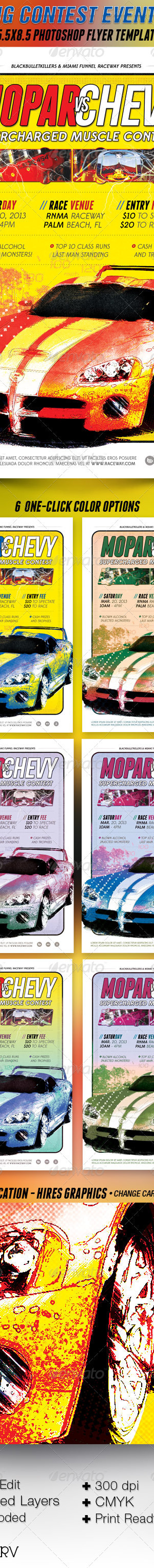 Car Racing Contest Flyer Template, Print Templates | GraphicRiver