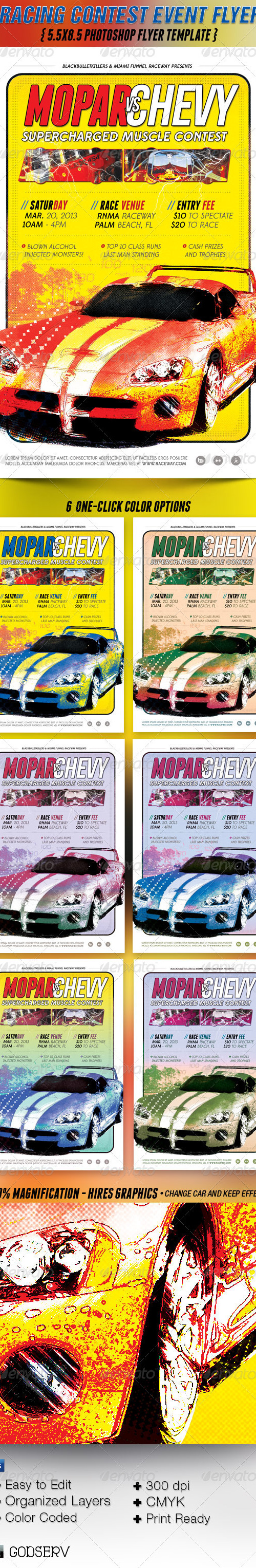 Car Racing Contest Flyer Template, Print Templates | GraphicRiver