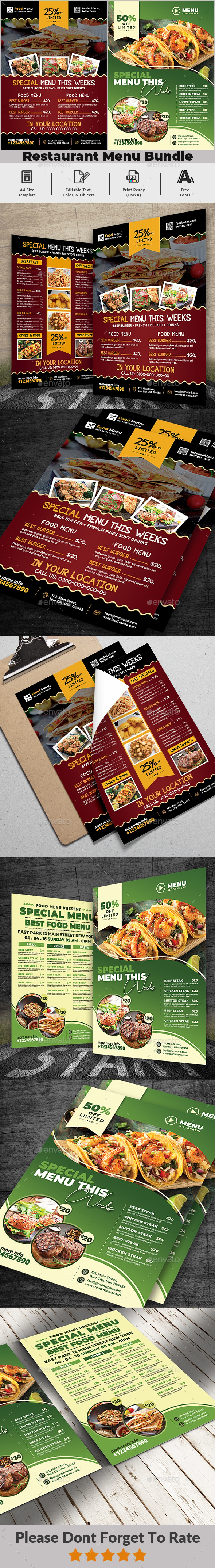 Restaurant Menu Bundle, Print Templates | GraphicRiver
